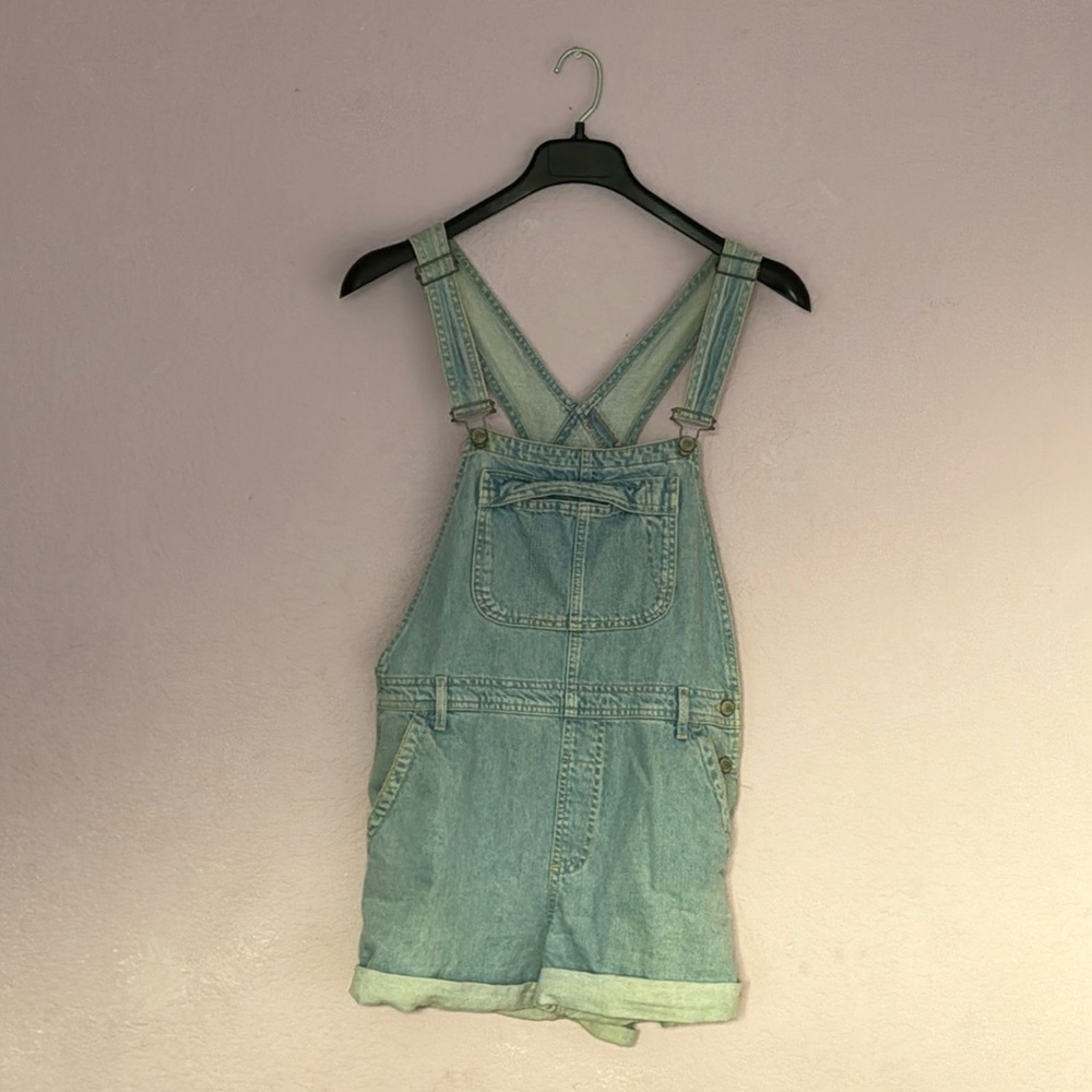 Topshop Blue Denim Short Overalls